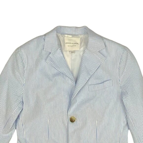 Janie And Jack Boys Striped Seersucker Blazer 14 Blue Provence Stripe Nautical - Picture 7 of 12
